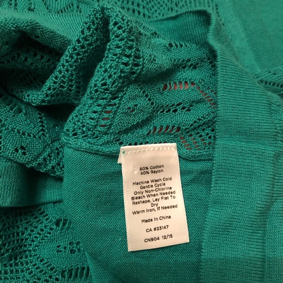 Talbots Green Short Sleeve Cardigan - Picture 3 of 3